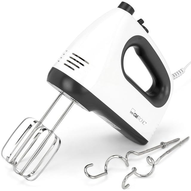 Batteur électrique Clatronic HM 3775 avec fouets et crochets pétrisseurs en inox