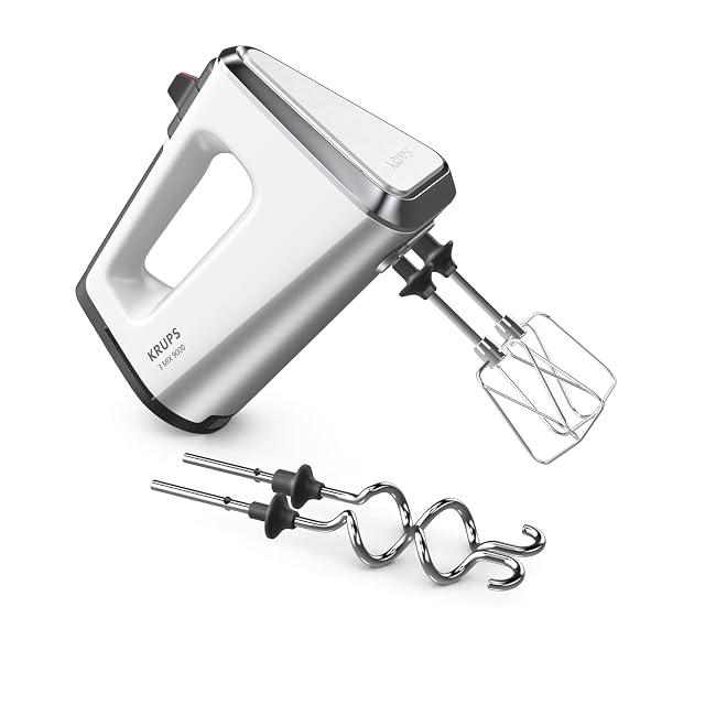 Batteur électrique Krups 3Mix 9000 GN9101 blanc avec accessoires en inox