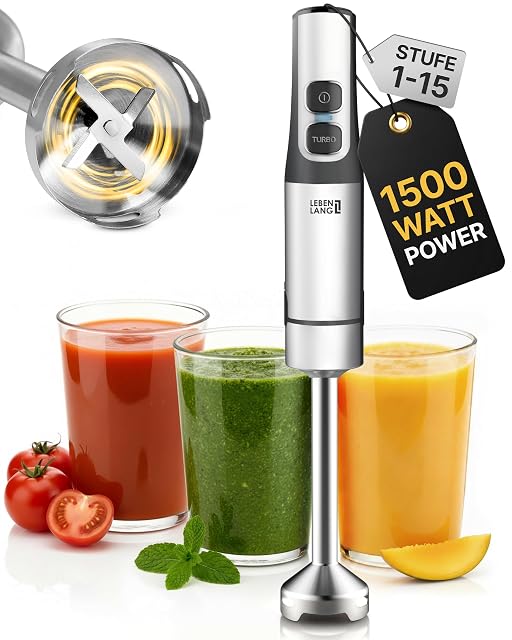 Mixeur plongeant LEBENLANG LBL104 en inox avec gobelet doseur de 800 ml