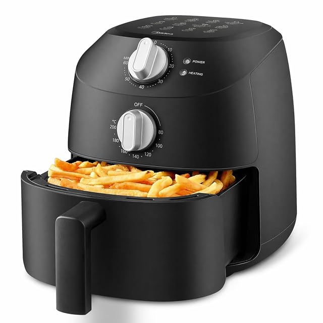 Friteuse à air chaud compacte Midea MAF20P0BPK de 2 litres à deux molettes