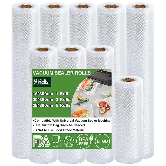 Rouleaux sous vide Omtofo en trois largeurs, neuf rouleaux au total