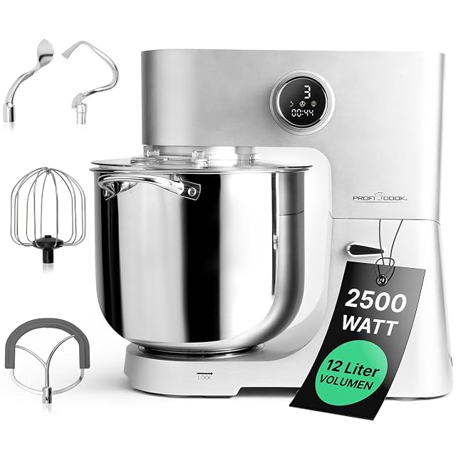 Robot pâtissier ProfiCook PC-KM 1254 titane avec bol de 12 litres