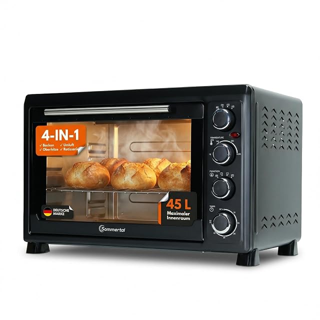 Mini-four Sommertal de 45 litres avec tournebroche et éclairage intérieur
